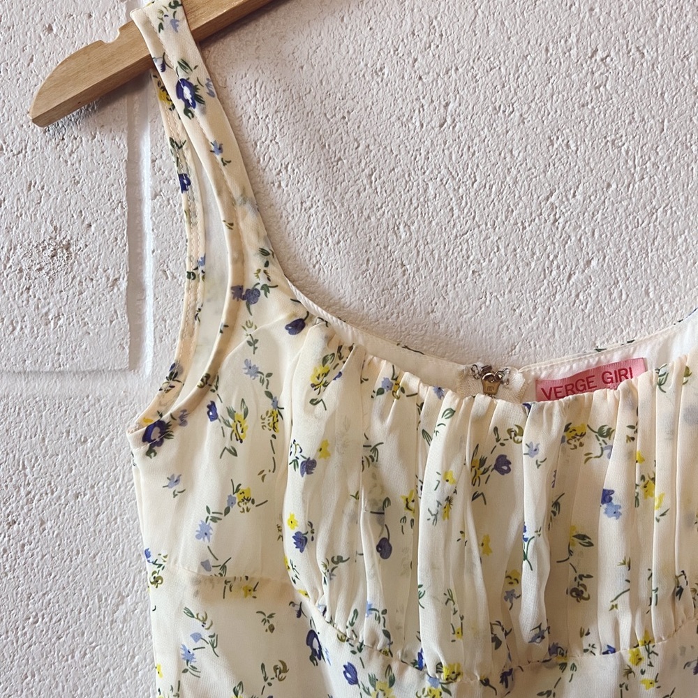 Verge Girl: Pretty Soft Yellow Floral Mini Dress - Size AUS8/US4